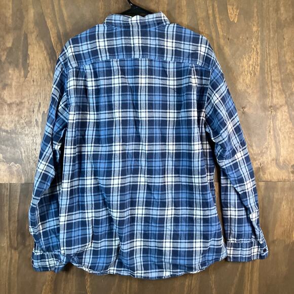 Uniqlo Mens Shirt Blue White Plaid Collared Button Down Long Sleeve XLarge - Picture 9 of 11